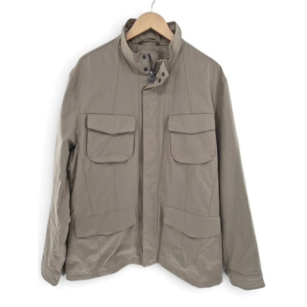 Banana Republic Field Jacket Men Size XL Khaki Tan Quilted Lining Utility Coat
